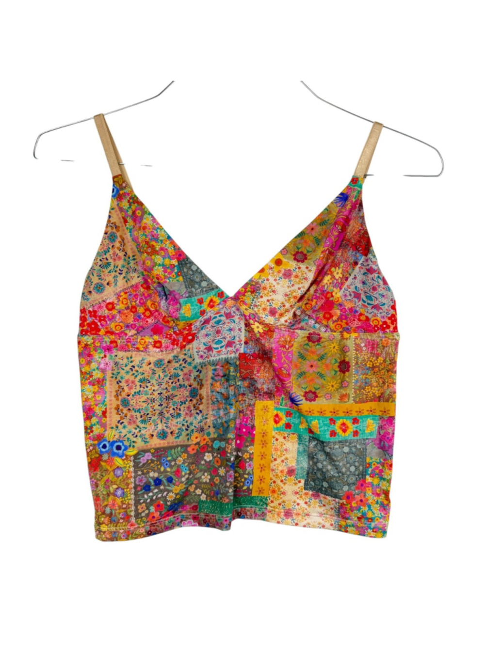 Natural Life Camisole Top Multi Floral Adjustable Strap Plunge V Neck Women's M - Picture 2 of 7